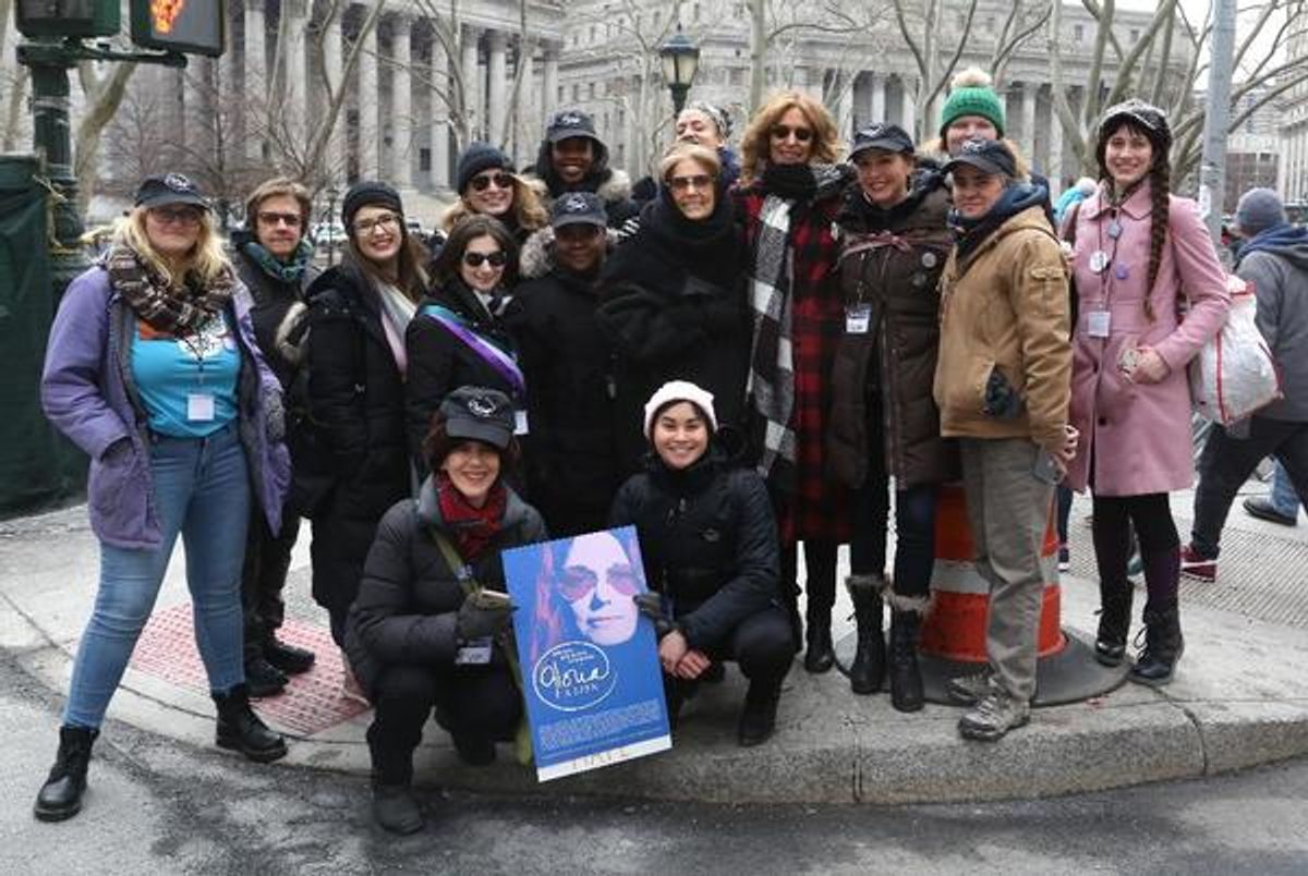 Gloria Steinem, Christine Lahti with the Gloria cast at 
