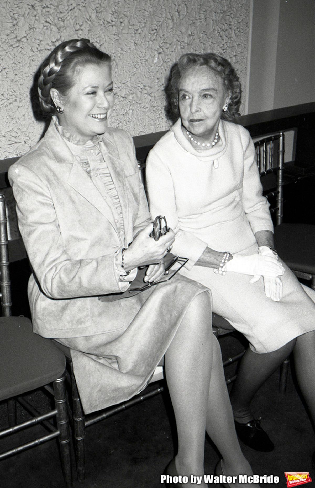 Grace Kelly and Lillian Gish attend the Theatre Hall Of Fame Awards held on March 28, 1982 at the Uris Theater, now called the Gershwin Theater, New York City.  at 