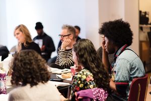 (foreground): Danya Taymor, Jeremy O. Harris and company 
 Photo