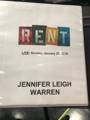 Jordan Fisher as Mark Cohen and Jennifer Leigh Warren as Mrs. Cohen Photo