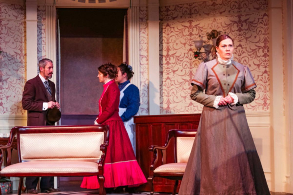 Krogstad (Jason Sharp), Nora (Annie Katica Green), Helene (Marleyne Hernandez) & Christine (Kristen Moriarty) at 