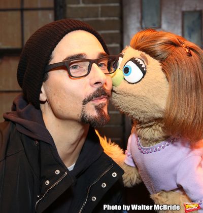 Kevin Richardson from the Backstreet Boys backstage with the cast of  "Avenue Q"  at  Photo