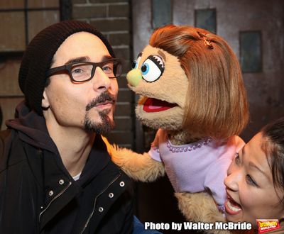 Kevin Richardson from the Backstreet Boys backstage with the cast of  "Avenue Q"  at  Photo