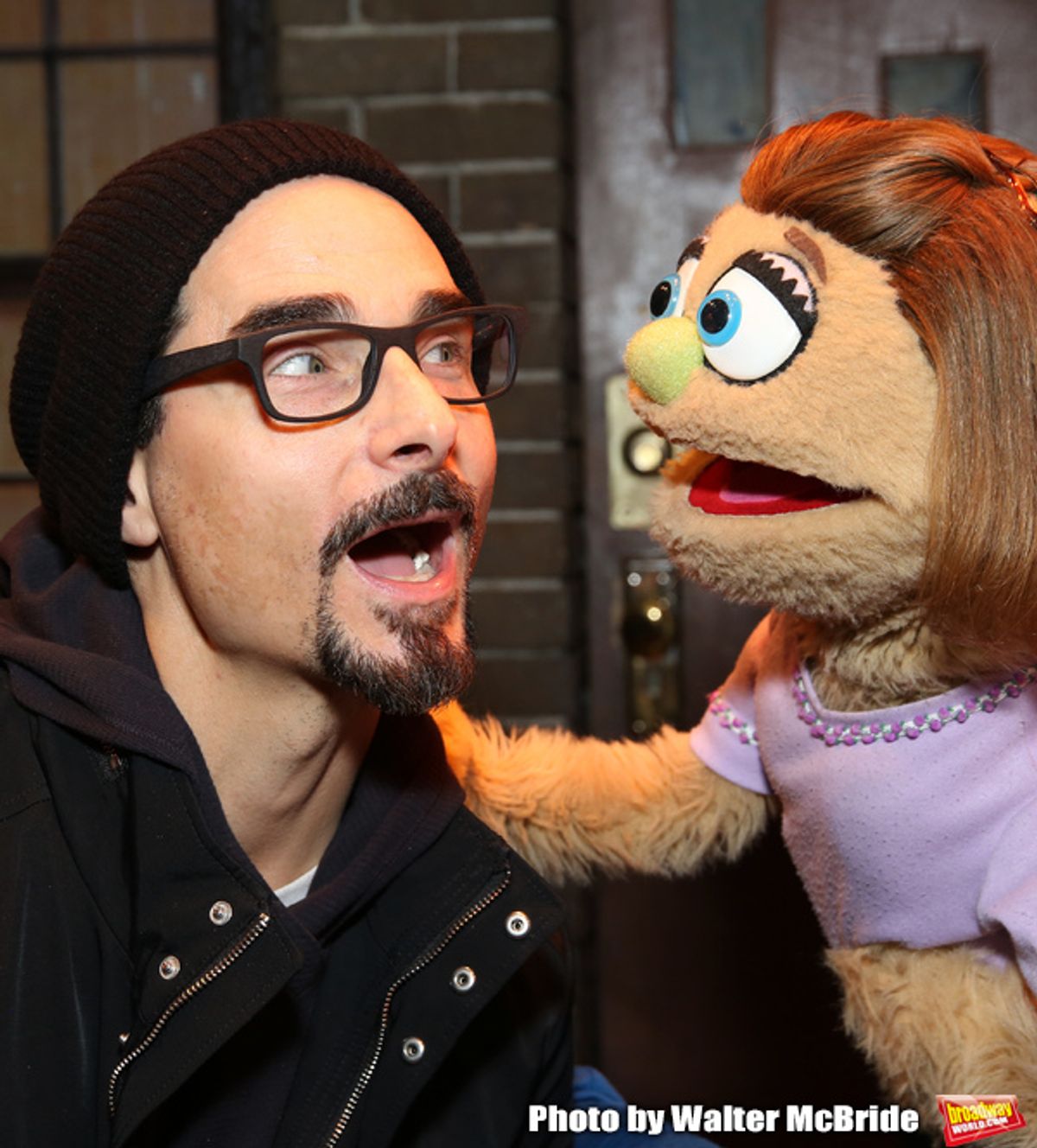 Kevin Richardson from the Backstreet Boys backstage with the cast of  'Avenue Q'  at the New World Stages on January 27, 2019 in New York City. at 