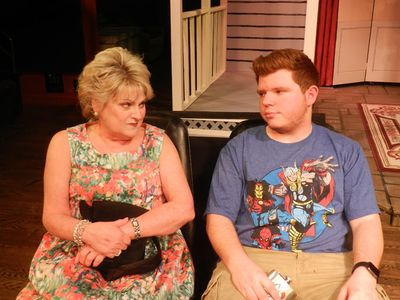 Marguerite Hall (Kathy Luft) berates her son Royce (Jason Pecho) Photo