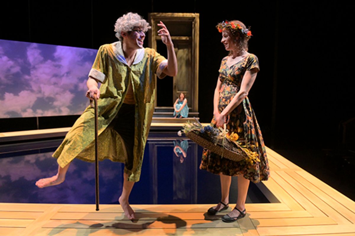 Benjamin T. Ismail and Louise Lamson (foreground, l to r) with Suzy Weller (background) in â€�"Metamorphosesâ€ at Berkeley Rep. Photo courtesy of Kevin Berne/Berkeley Repertory Theatre at 