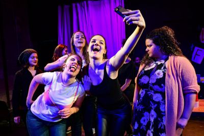 Sarah Frasco, Madeline Lauzon and Brittney Brown with (back, l to r) Elisabeth Del To Photo
