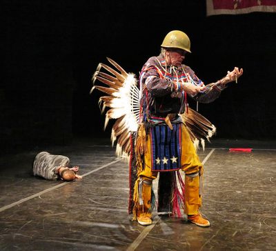  Foreground: Allan Shooting Star (Lenape) and (behind) Michael Taylor-Dancing Wolf (C Photo