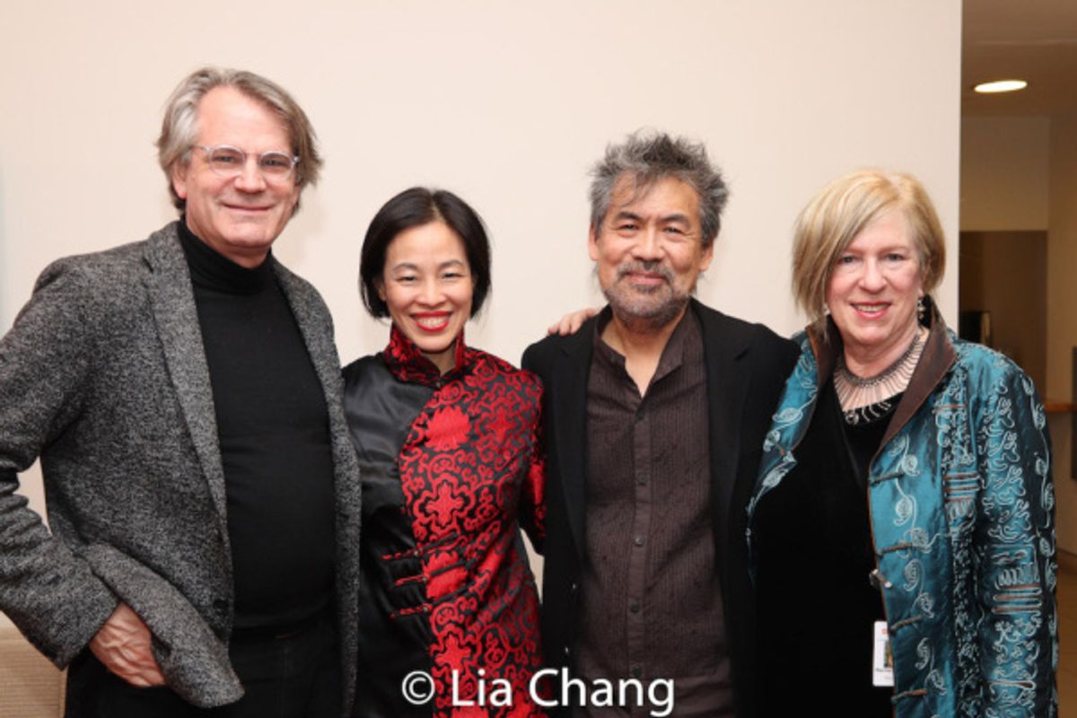 Bartlett Sher, Lia Chang, David Henry Hwang and Rachel Cooper, Asia Society Director for Performing Arts and Cultural Programs. Photo by Garth Kravits  at 