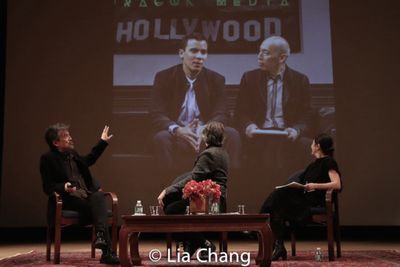David Henry Hwang, Bartlett Sher and Karen Shimakawa discuss a scene from SOFT POWER  Photo