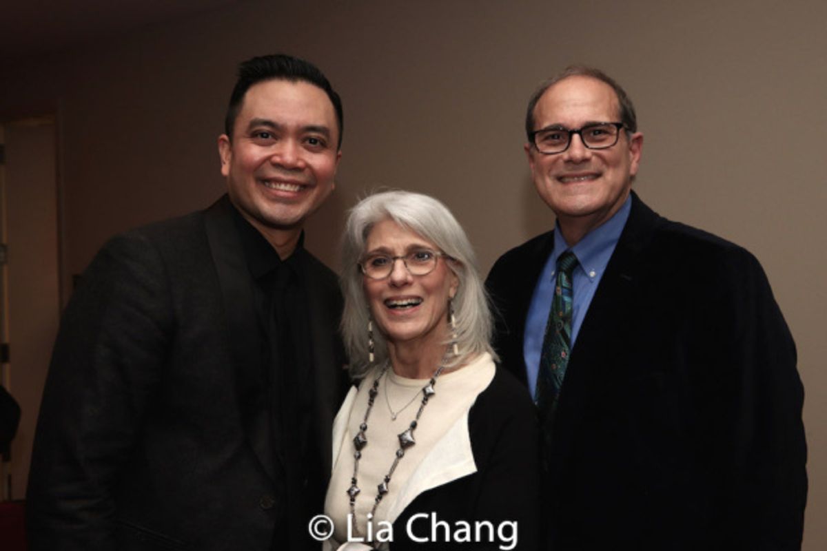 Jose Llana, Jamie deRoy and a guest. at 