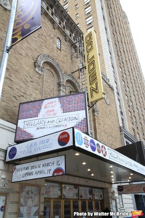 Theatre Marquee unveiling for Lucas Hnath's new drama "Hillary & Clinton" starring La Photo