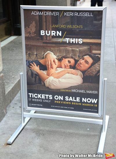 "Burn/This" starring Adam Driver and Keri Russell Theatre Marquee at the Hudson Theat Photo