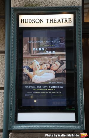 "Burn/This" starring Adam Driver and Keri Russell Theatre Marquee at the Hudson Theat Photo
