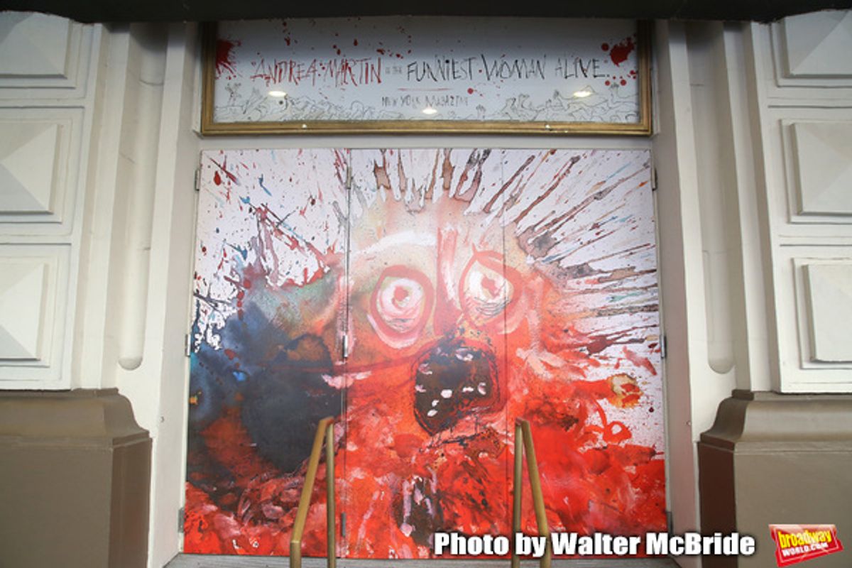 Theatre Marquee unveiling for the Taylor Mac Comedy 'Gary: A Sequel to Titus Andronicus' starring Nathan Lane and Andrea Martin with direction by George C. Wolfe and art work by Ralph Steadman at the Booth Theatre on February 8, 2019 in New York City. at 