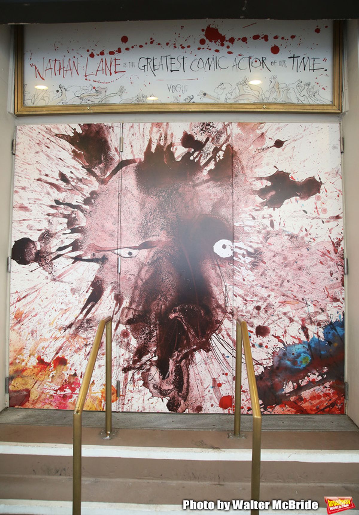 Theatre Marquee unveiling for the Taylor Mac Comedy 'Gary: A Sequel to Titus Andronicus' starring Nathan Lane and Andrea Martin with direction by George C. Wolfe and art work by Ralph Steadman at the Booth Theatre on February 8, 2019 in New York City. at 