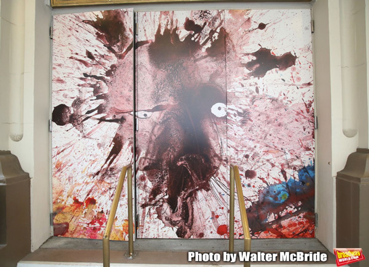 Theatre Marquee unveiling for the Taylor Mac Comedy 'Gary: A Sequel to Titus Andronicus' starring Nathan Lane and Andrea Martin with direction by George C. Wolfe and art work by Ralph Steadman at the Booth Theatre on February 8, 2019 in New York City. at 