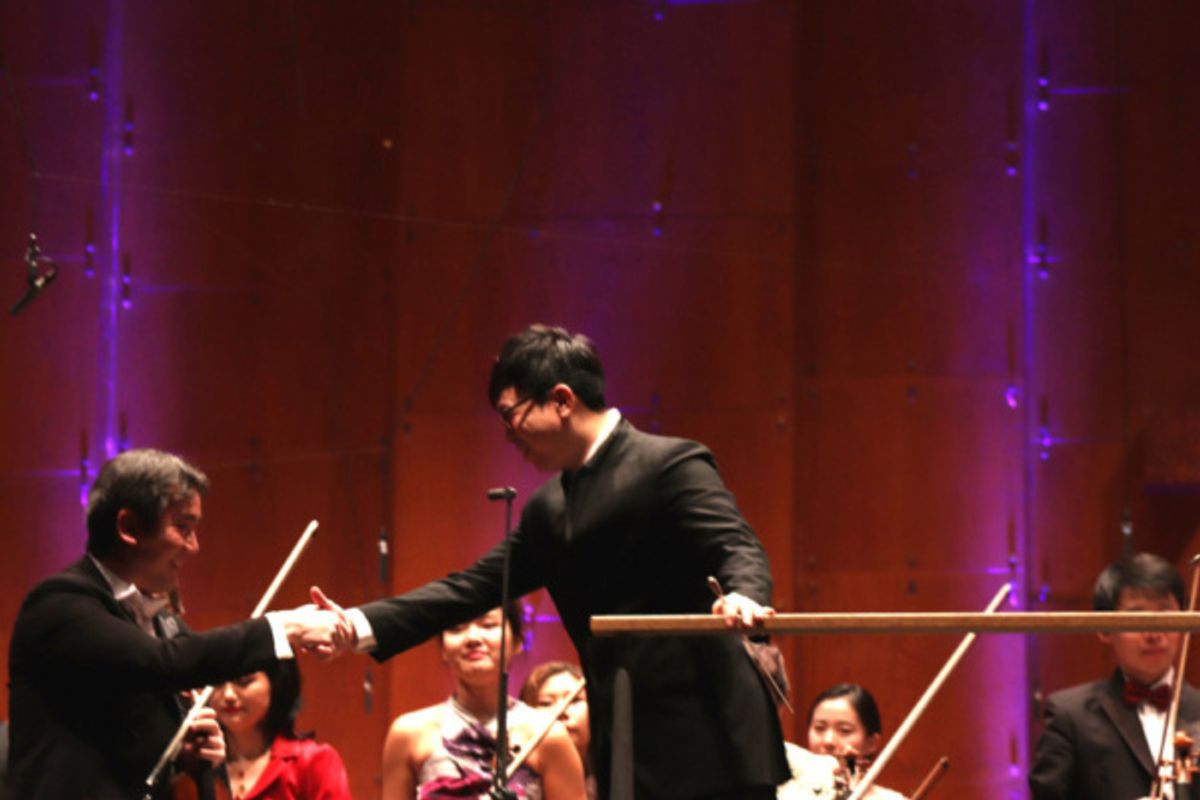 New York Philharmonic concertmaster Frank Huang and Singaporean conductor Kahchun Wong    at 