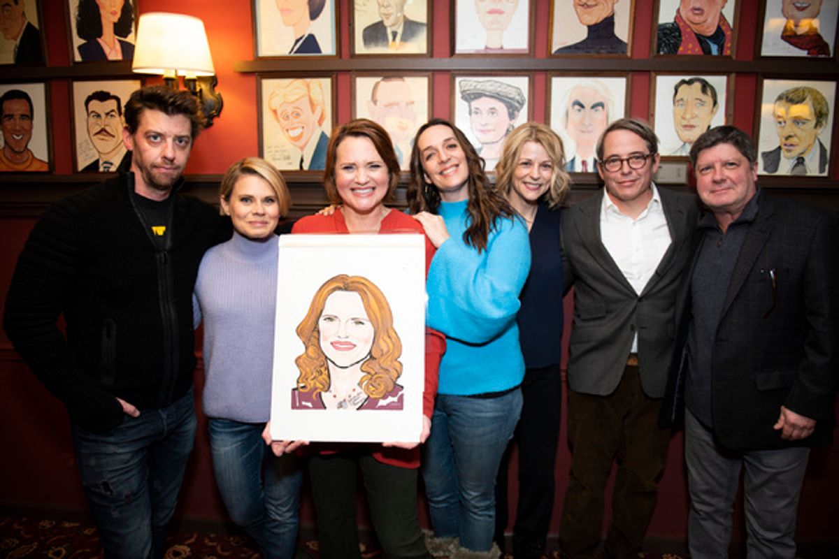 Christian Borle, Celia Keenan-Bolger, Jennifer Laura Thompson, Julia Murney, Lisa Brescia, Matthew Broderick and Michael McGrath at 
