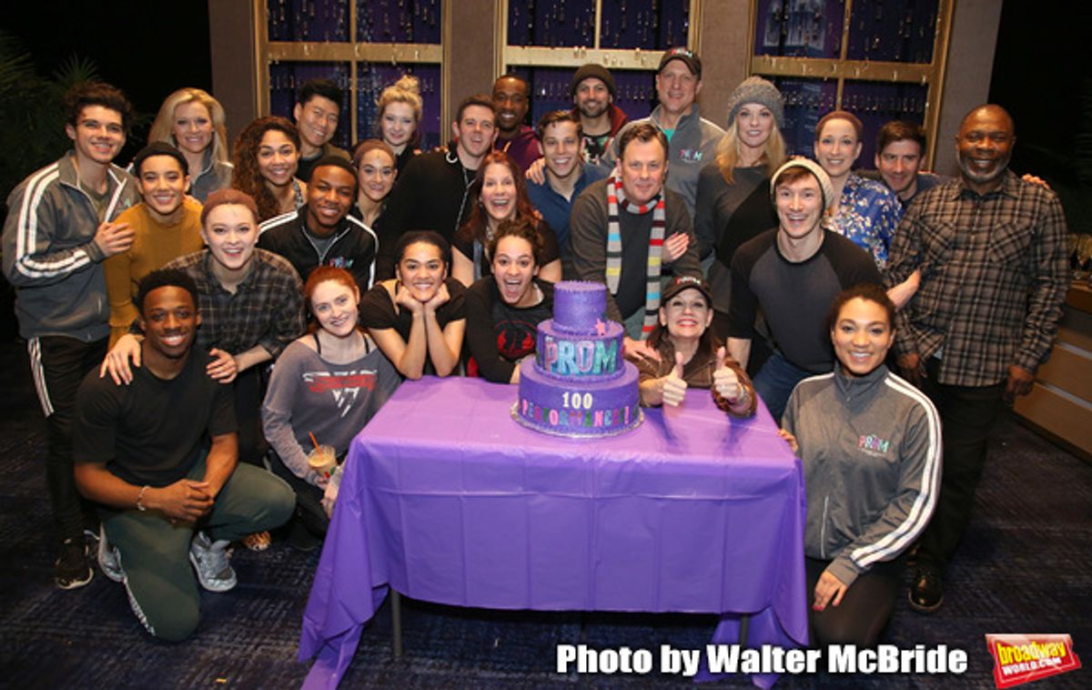 Isabelle McCalla, Christopher Sieber, Courtenay Collins, Angie Schworer, Beth Leavel, Brooks Ashmanskas, and Michael Potts with the cast at 