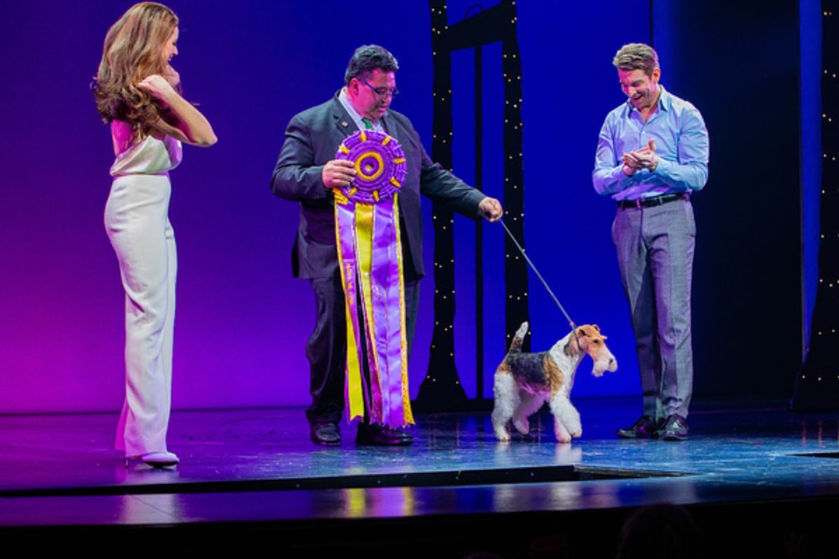 Anna Eilinsfeld, King and his handler, and Andy Karl at 