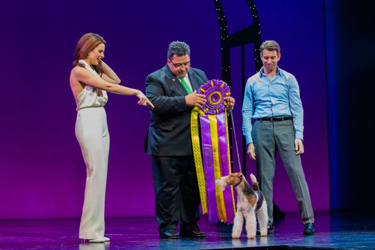 Anna Eilinsfeld, King and his handler, and Andy Karl at 