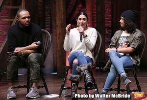 Sean Green Jr., Lauren Boyd and Sasha Hollinger during the ''Hamilton'' eduHAM Studen Photo