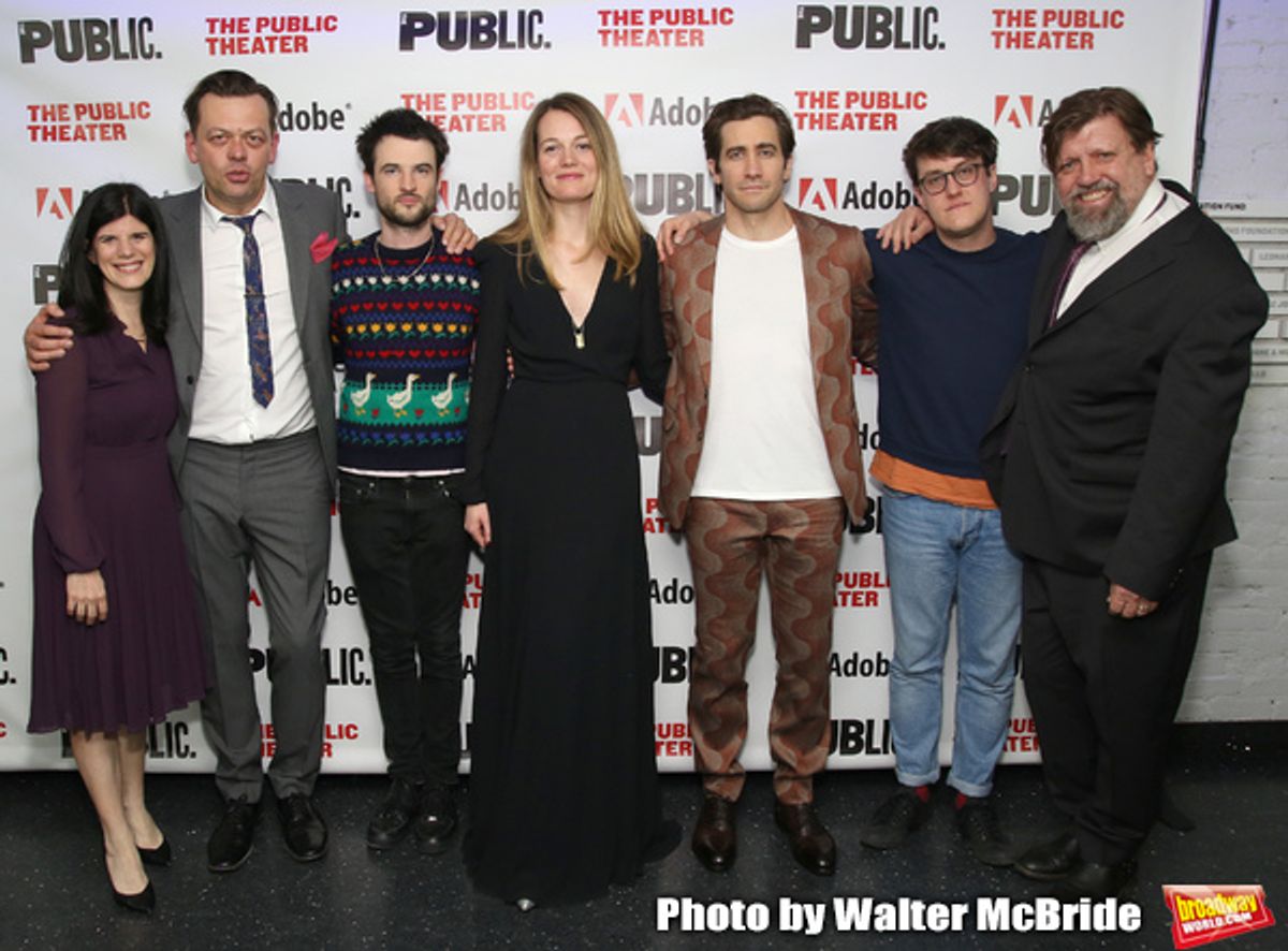 Mandy Hackett, Simon Stephens, Tom Sturridge, Carrie Cracknell, Jake Gyllenhaal, Nick Payne and Oskar Eustis  at 