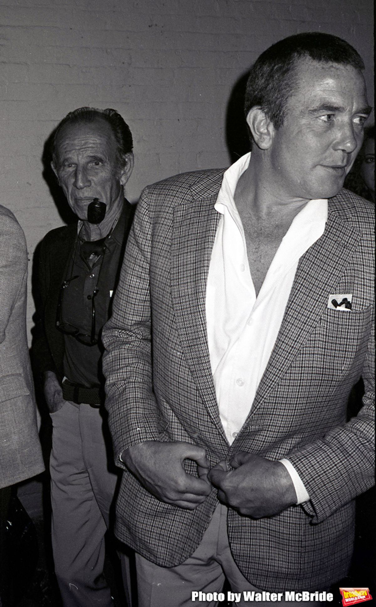 Hume Cronyn and Albert Finney attend a Broadway show  on May 1, 1983 in New York City. at 