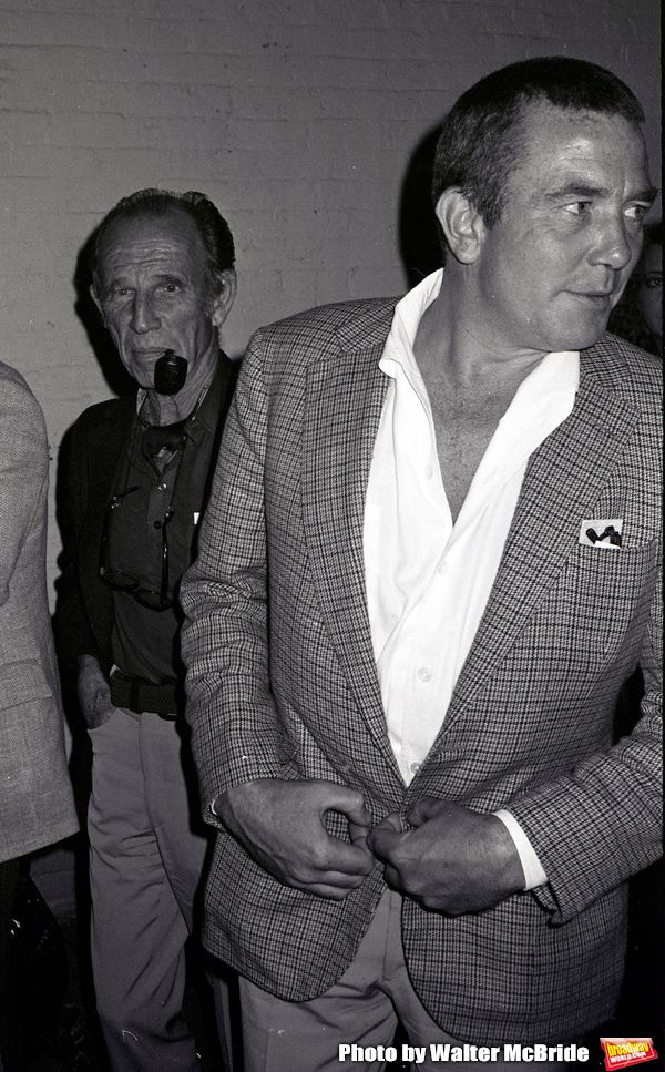 Hume Cronyn and Albert Finney attend a Broadway show  on May 1, 1983 in New York City Photo