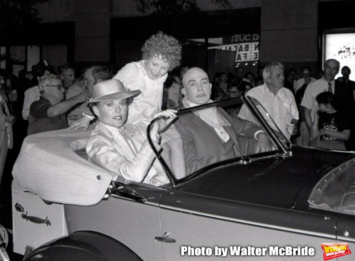 Ann Reinking, Aileen Quinn and Albert Finney during the filming of 'Annie' on location at Radio City Music Hall on May 1, 1982  in New York City. at 