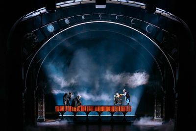 Sam Clemmett as Albus Potter, Anthony Boyle as Scorpius Malfoy and Geraldine Hughes a Photo