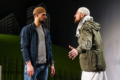 Archie Backhouse as Saleh and Sam Frenchum as Mark/Abdullah Photo