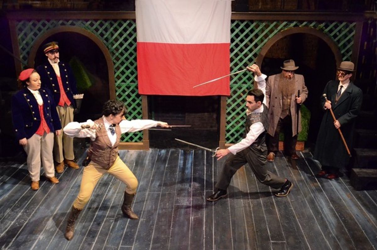  Sonia Goldberg as Colonel, Oly Oxinfry as Lieutenant, Corrbette Pasko as The Marquis de St. Eustache/Wednesday, Eduardo Xavier Curley-Carillo as Gabriel Syme, Linsey Falls as Professor de Worms/Friday, Jen Ellison as Dr. Bull/Saturday at 