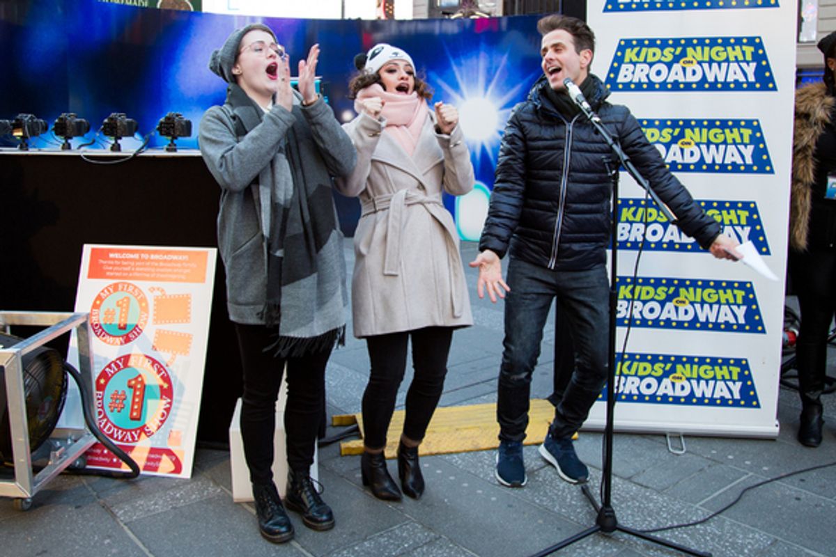 Caitlin Kinnunen, Isabelle McCalla, Joey McIntyre at 