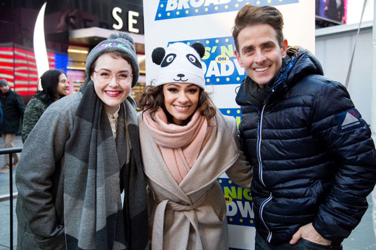 Caitlin Kinnunen, Isabelle McCalla, Joey McIntyre at 