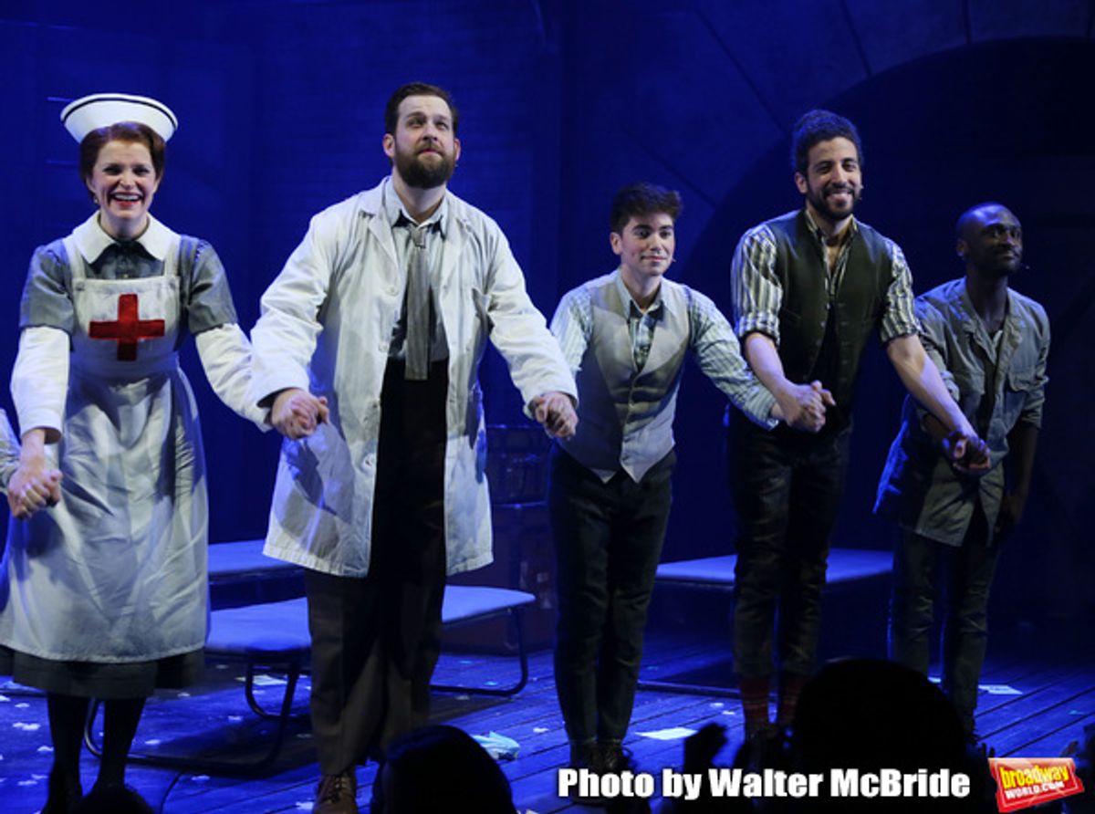 Grace McLean, Andrew Kober, Noah Gavin, Heath Saunders, Zachary Downer with cast  at 