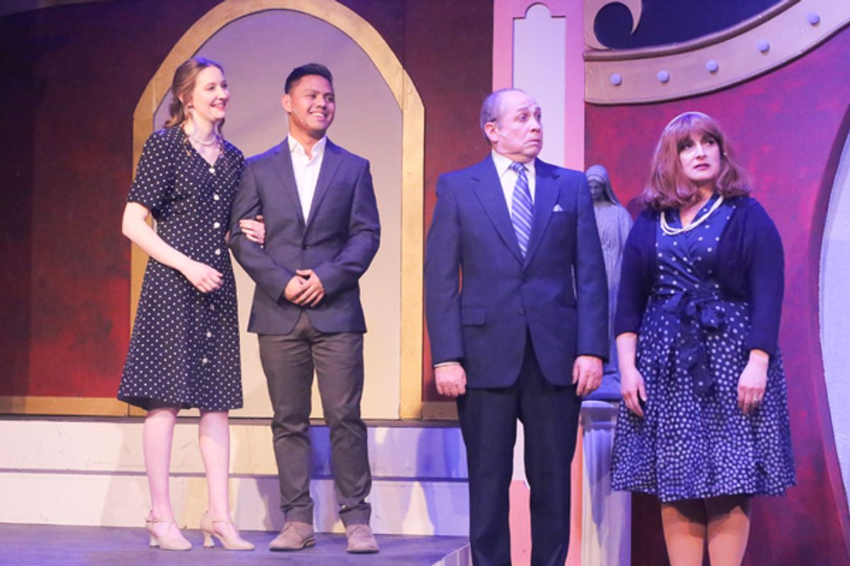 Zora Vredeveld as Anne, Kevin Corpuz as Jean-Michel, and Kent Coffel and Mara Bollini as the Dindons at 