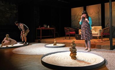 Fenton Li & Mallory Ann Wu in DYING IN BOULDER. Photo by Carlos Cardona. Photo