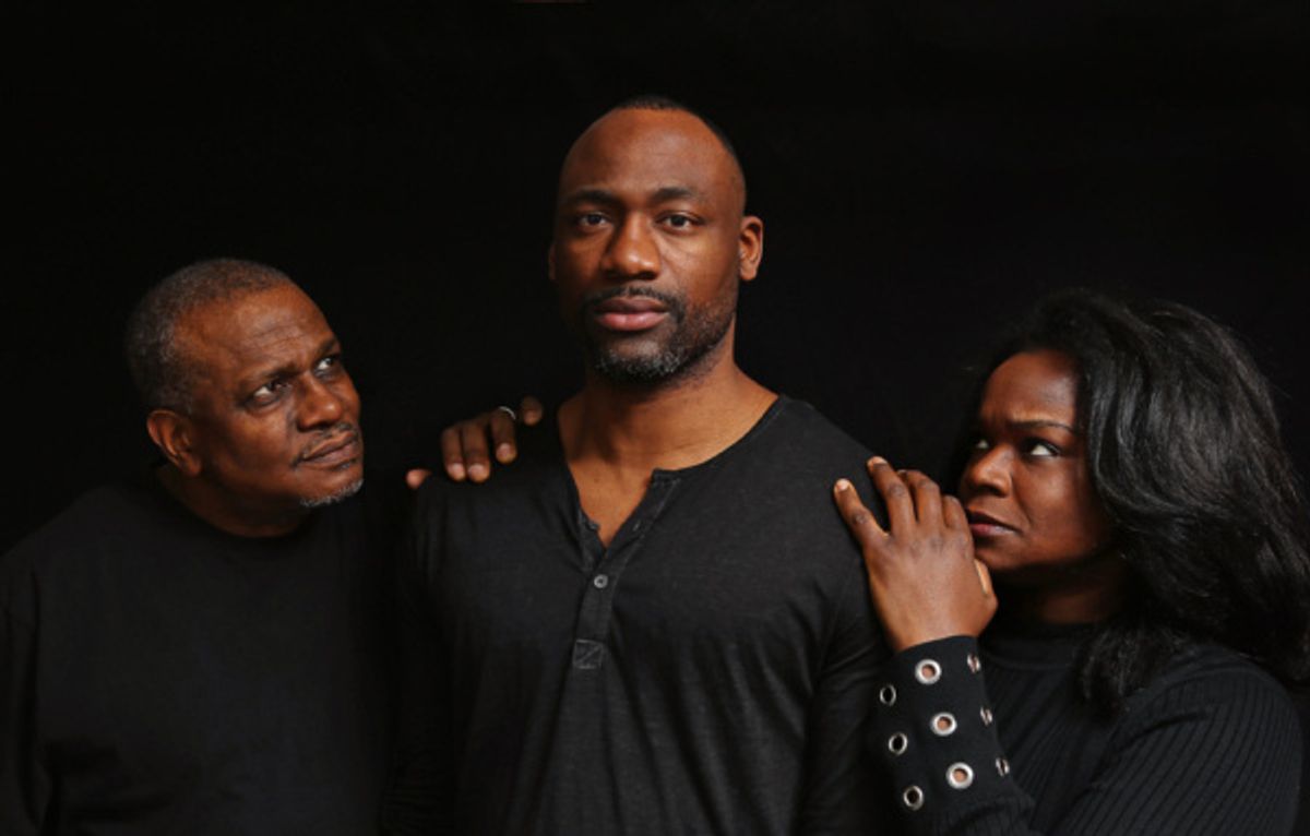 Alexander Thomas, Jamal James, and Lisa Tharps in The Royale by Marco Ramirez at the Kitchen Theatre Company    Photo by Kristine Vann at 