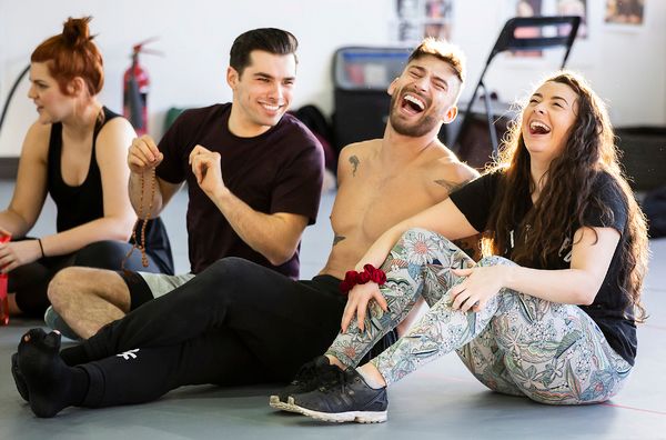 Alison Arnopp (Jeanie), Bradley Judge (Woof), Jake Quickenden (Berger) & Kelly Sweene Photo