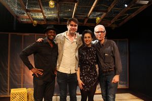 Patrick Ssenjovu, playwright Will Snider, Sarah Baskins  and director Kim T. Sharp Photo