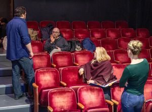 Playwright Keith Huff in rehearsal at the Chain Theatre with Cast and Director Ella Jane New of SIX CORNERS @ BroadwayWorld Playwright Keith Huff in rehearsal at the Chain Theatre with Cast and Director Ella J Photo