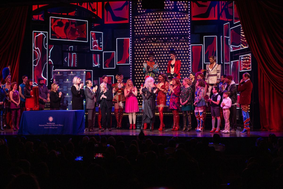 Abbe Raven, Anthea M. Hartig, Jerry Mitchell, Daryl Roth, Cydni Lauper, and the Cast of KINKY BOOTS at 