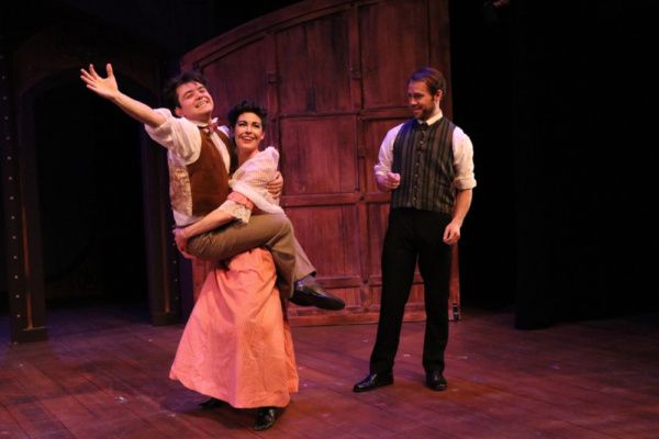 Nik Kmiecik as Boris, Kayla Boye as Claudine and Tony Carter as Hilaire Jussac Photo