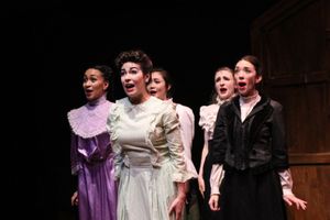 Ensemble member Ariel Triunfo, Kayla Boye as Claudine with ensemble members Maya Kitayama, Mollyanne Nunn and Liz Conway @ BroadwayWorld Ensemble member Ariel Triunfo, Kayla Boye as Claudine with ensemble members Maya Kit Photo