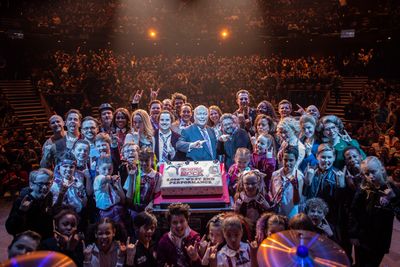 Craig Gallivan, Julian Fellowes, and Laurence Connor with the Cast of School of Rock Photo