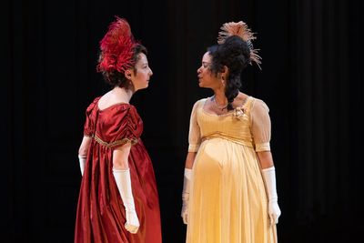 Rebekah Brockman as Becky Sharp and Maribel Martinez as Amelia Sedley Photo