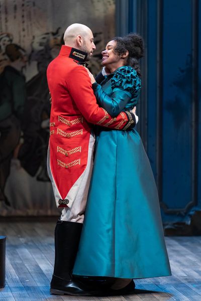 Anthony Michael Lopez as Dobbin and Maribel Martinez as Amelia Sedley Photo