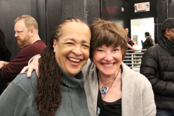 Photo of Franchelle Stewart Dorn (Chorus) and Helen Carey (Chorus) in rehearsal for T Photo